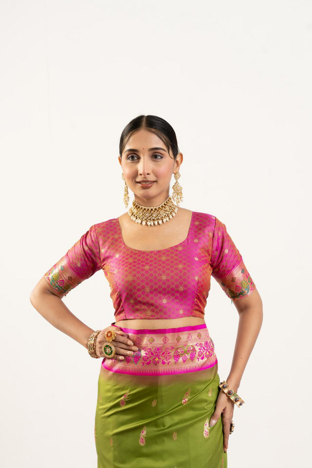 Mehendi Paithani Woven Banarasi Silk Saree (ACA7298)
