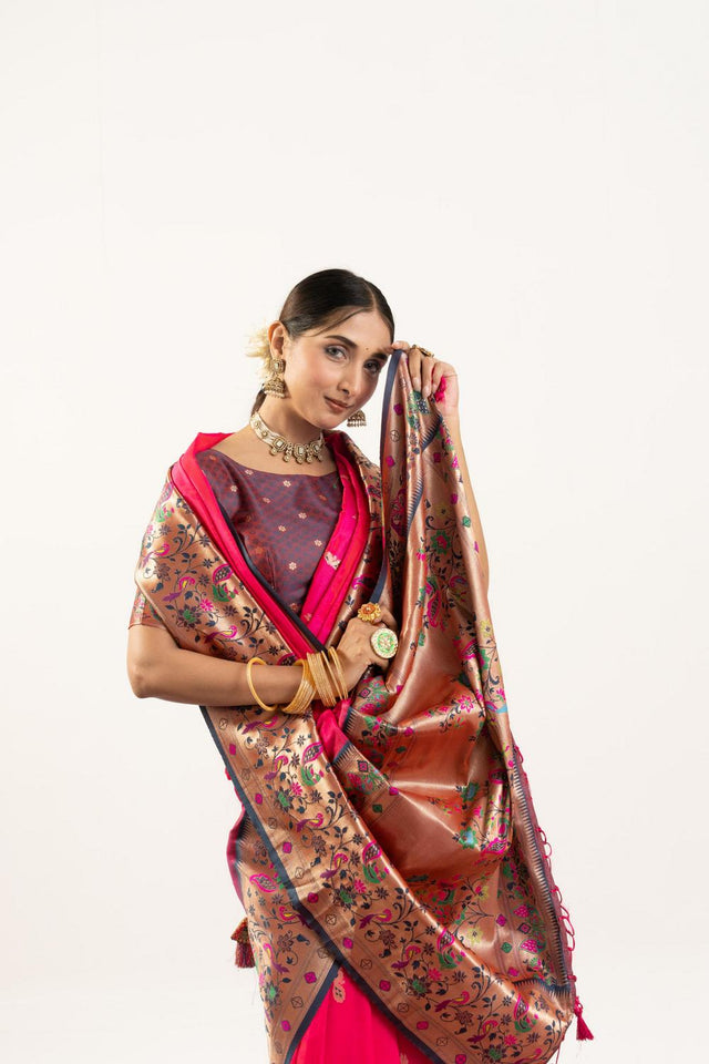 Pink Paithani Woven Banarasi Silk Saree (ACA7300)