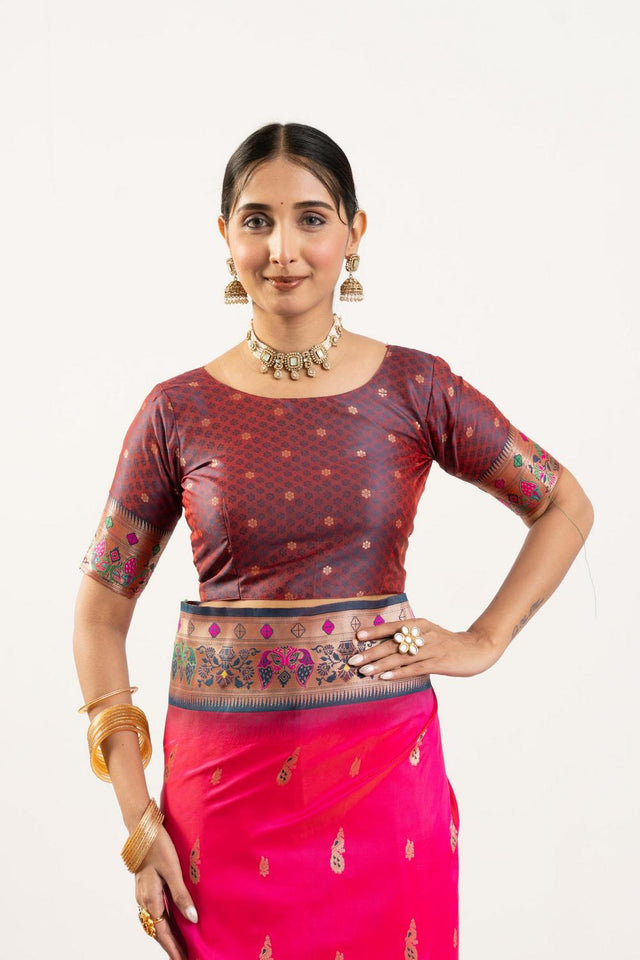 Pink Paithani Woven Banarasi Silk Saree (ACA7300)