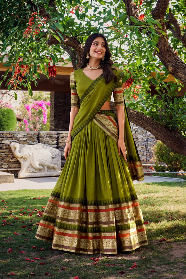 Mehendi Woven Chanderi Lehenga (ACA7563)