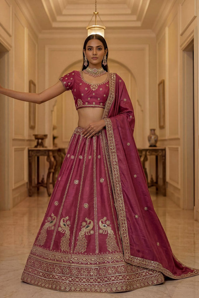 Pink Sequin with Embroidered Silk Lehenga (ACA8036)