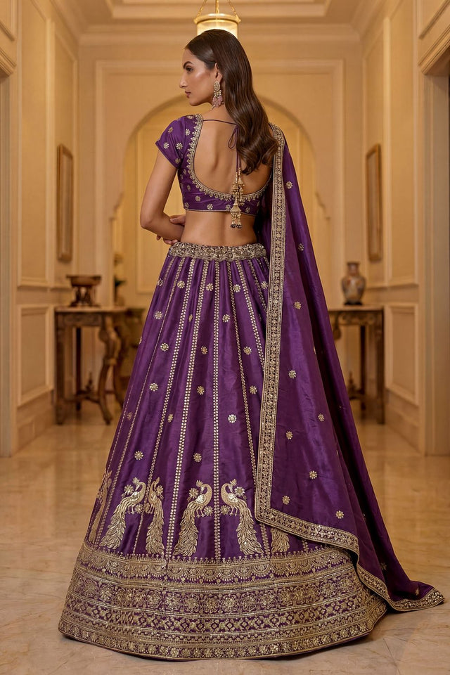 Violet Sequin with Embroidered Silk Lehenga (ACA8038)