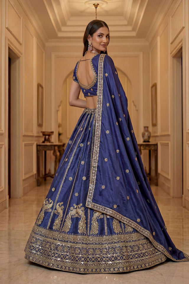 Violet Sequin with Embroidered Silk Lehenga (ACA8041)