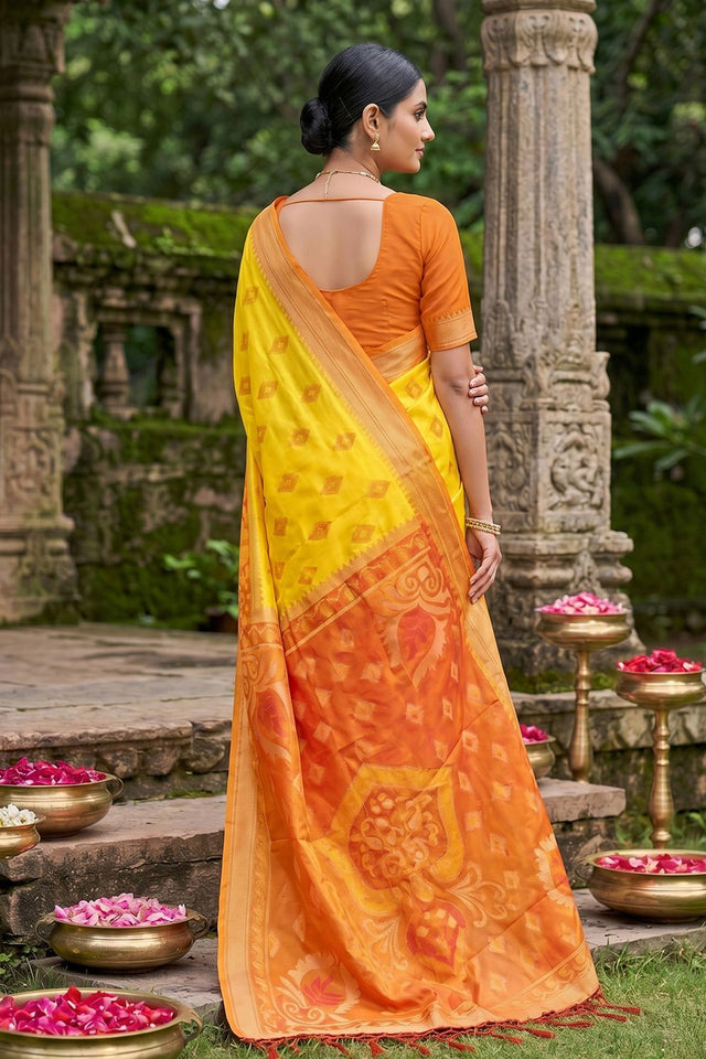 Yellow Woven Silk Saree (ACA8135)