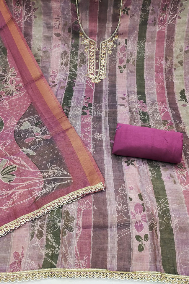 Violet Embroidered Cotton Blend Kurti Pant Set (ACA8277)