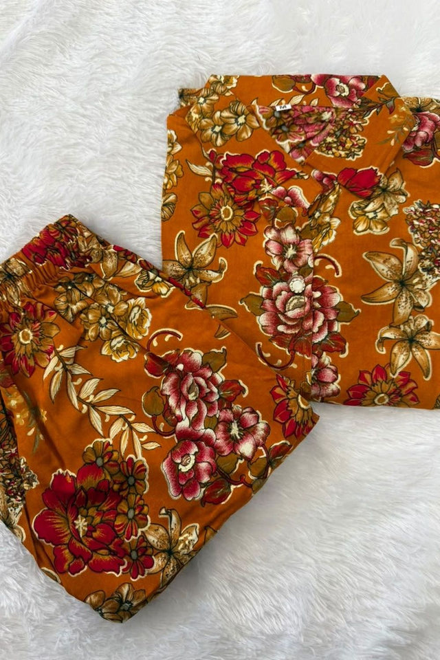 Mustard Printed Rayon Co-ord Set (ACA8359)