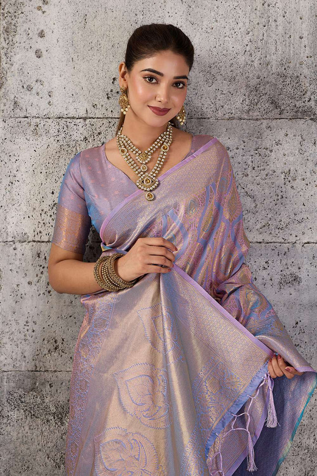 Lavender Woven with Jacquard Kanjivaram Saree (ACA8389)