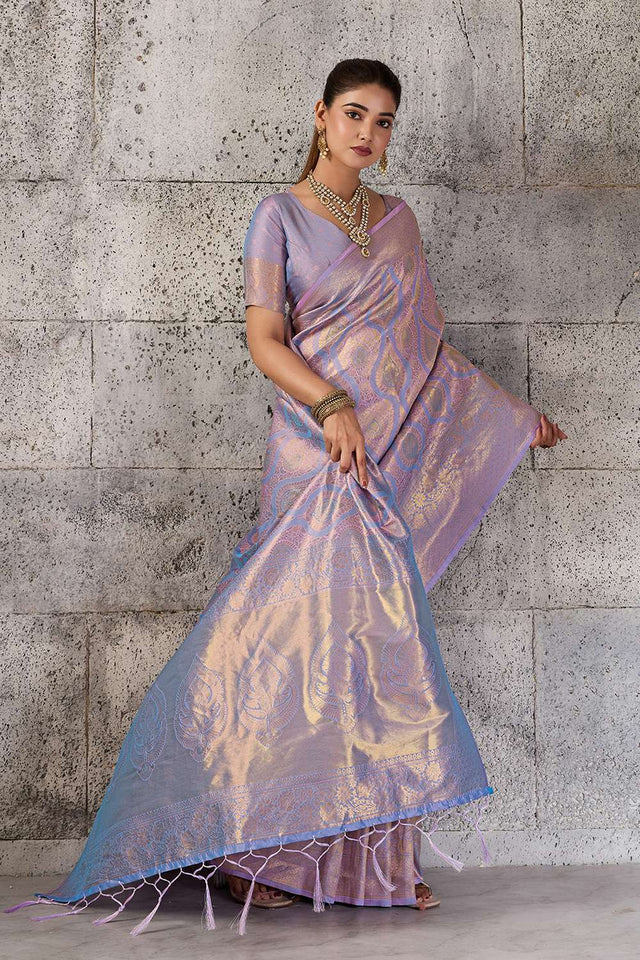 Lavender Woven with Jacquard Kanjivaram Saree (ACA8389)