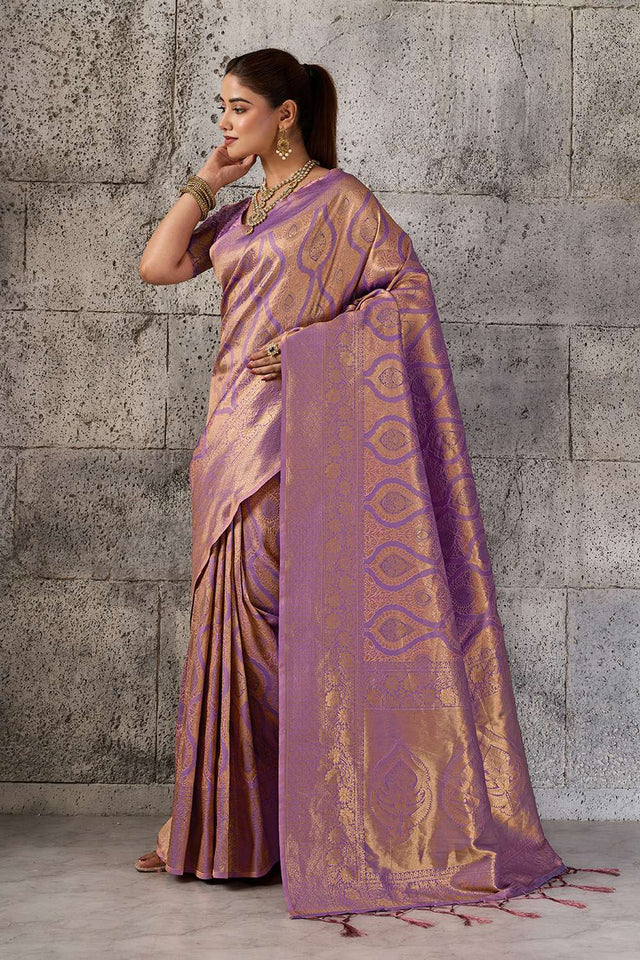 Violet Woven with Jacquard Kanjivaram Saree (ACA8391)