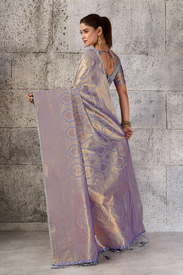 Grey Woven with Jacquard Kanjivaram Saree (ACA8392)