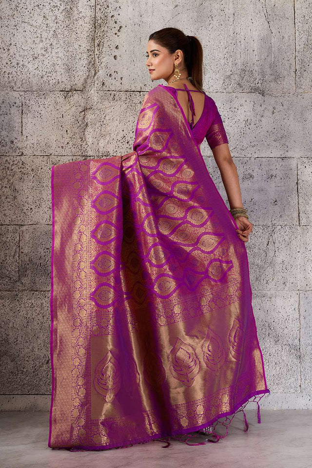 Magenta Woven with Jacquard Kanjivaram Saree (ACA8393)