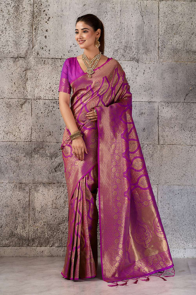 Magenta Woven with Jacquard Kanjivaram Saree (ACA8393)
