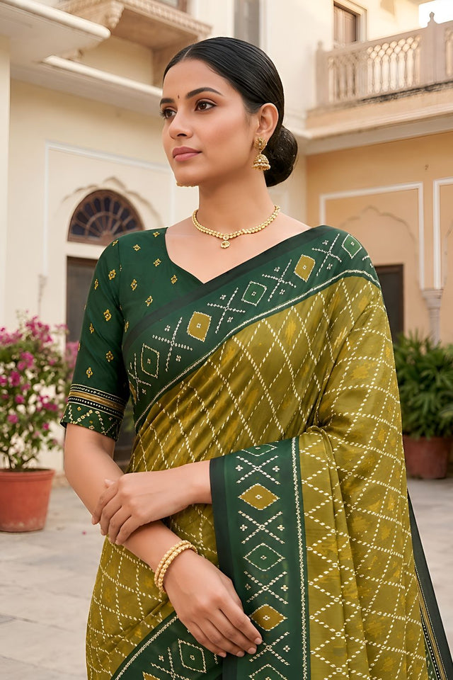 Mehendi Woven Silk Saree (ACA8470)
