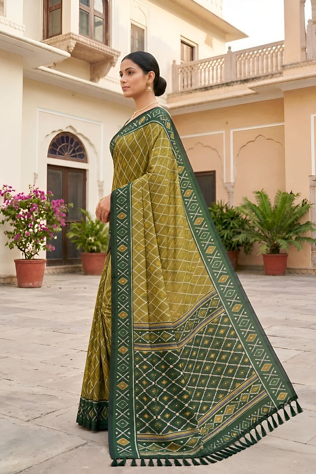 Mehendi Woven Silk Saree (ACA8470)