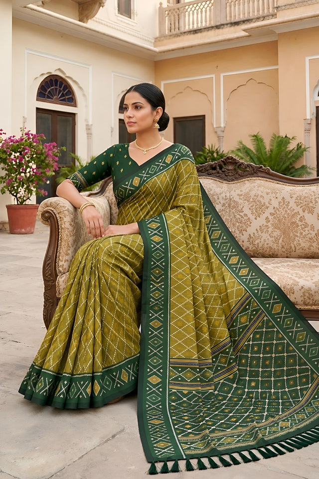 Mehendi Woven Silk Saree (ACA8470)