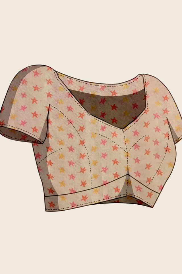 Beige Woven with Printed Linen Saree (ACA8489)