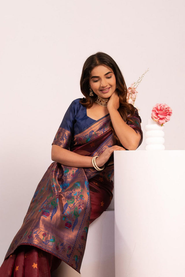 Brown Paithani Woven Silk Saree (ACA8515)