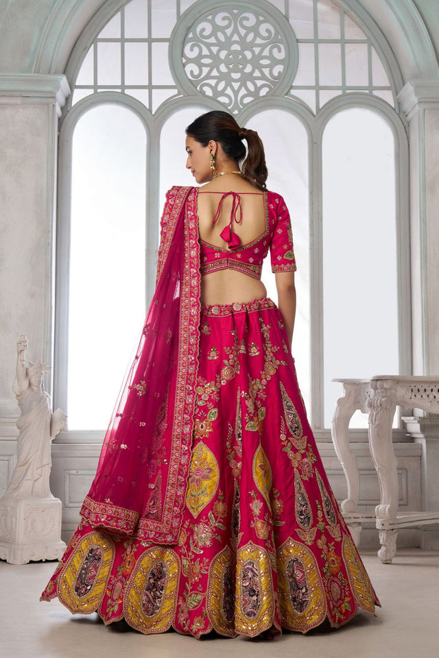 Pink Sequin with Floral Embroidered Silk Lehenga (ACA8572)