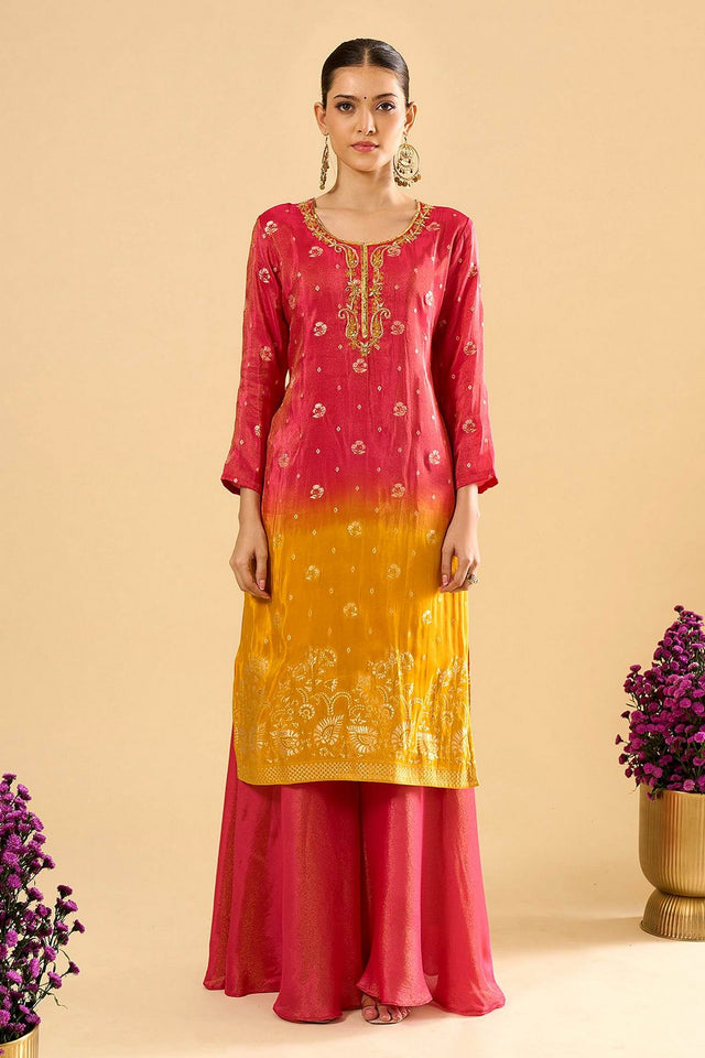 Pink Viscose Woven Palazzo Suit (ACA8608)