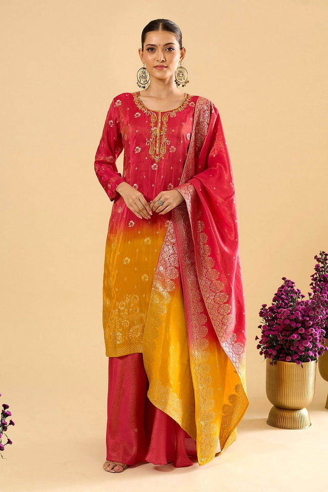 Pink Viscose Woven Palazzo Suit (ACA8608)