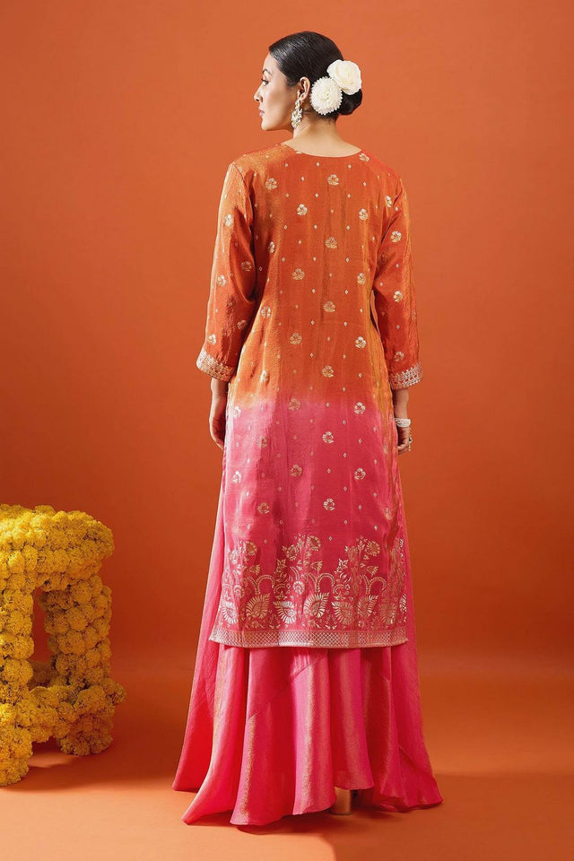 Rust Viscose Woven Palazzo Suit (ACA8609)