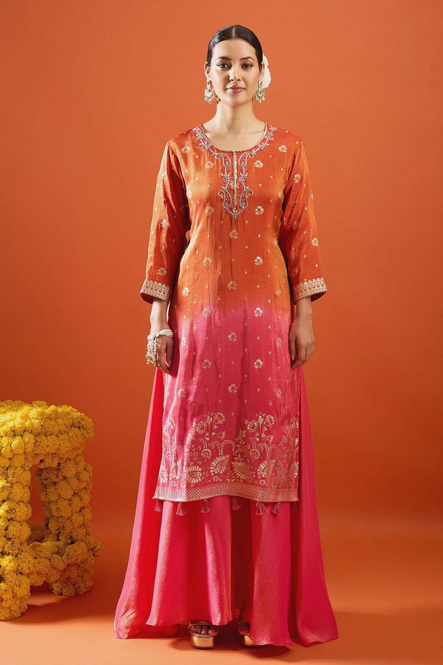 Rust Viscose Woven Palazzo Suit (ACA8609)
