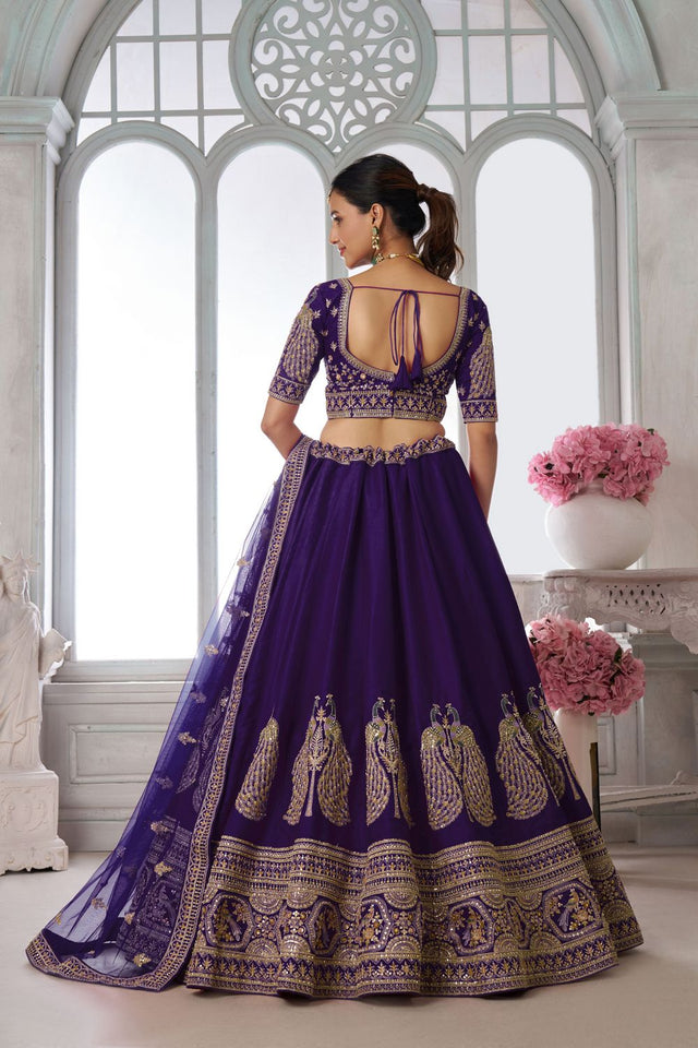 Purple Silk Sequin with Embroidered Lehenga (ACA8648)