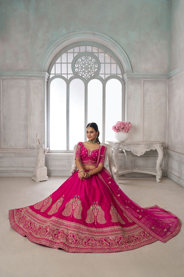 Pink Silk Sequin with Embroidered Lehenga (ACA8649)