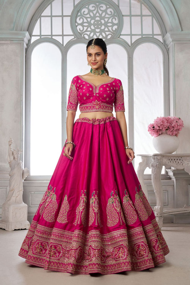 Pink Silk Sequin with Embroidered Lehenga (ACA8649)