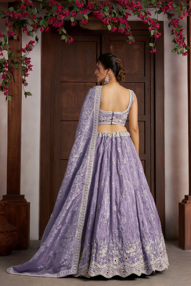 Purple Tissue Sequin with Embroidered Lehenga (ACA8657)