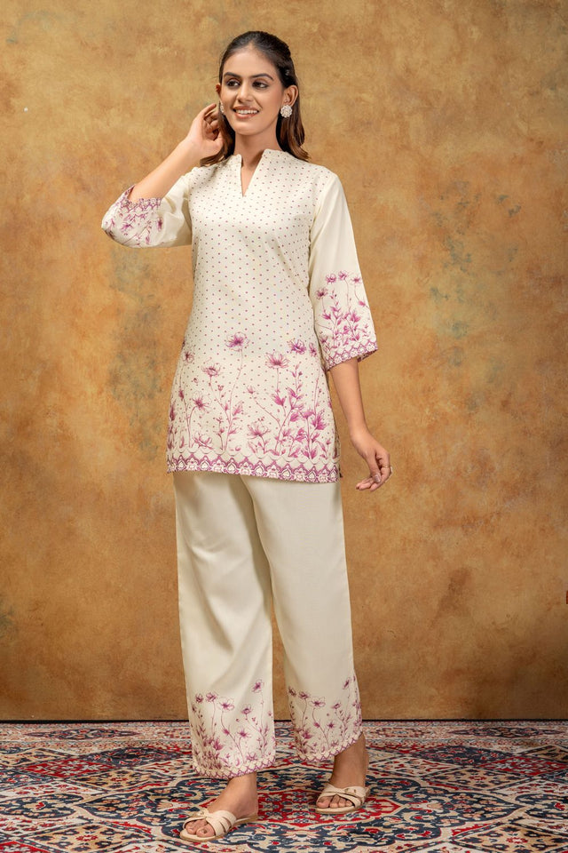 Pink Floral Printed Cotton Co-Ord Set (ACA8691)