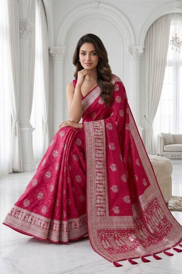 Red Woven with Zari Work Silk Saree (ACA8704)