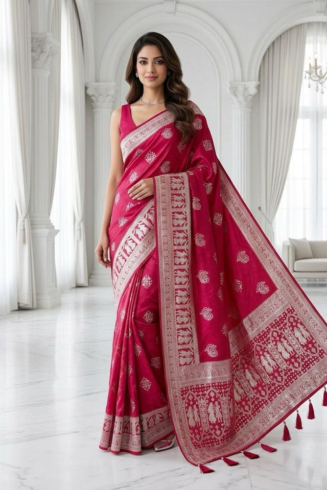 Red Woven with Zari Work Silk Saree (ACA8704)