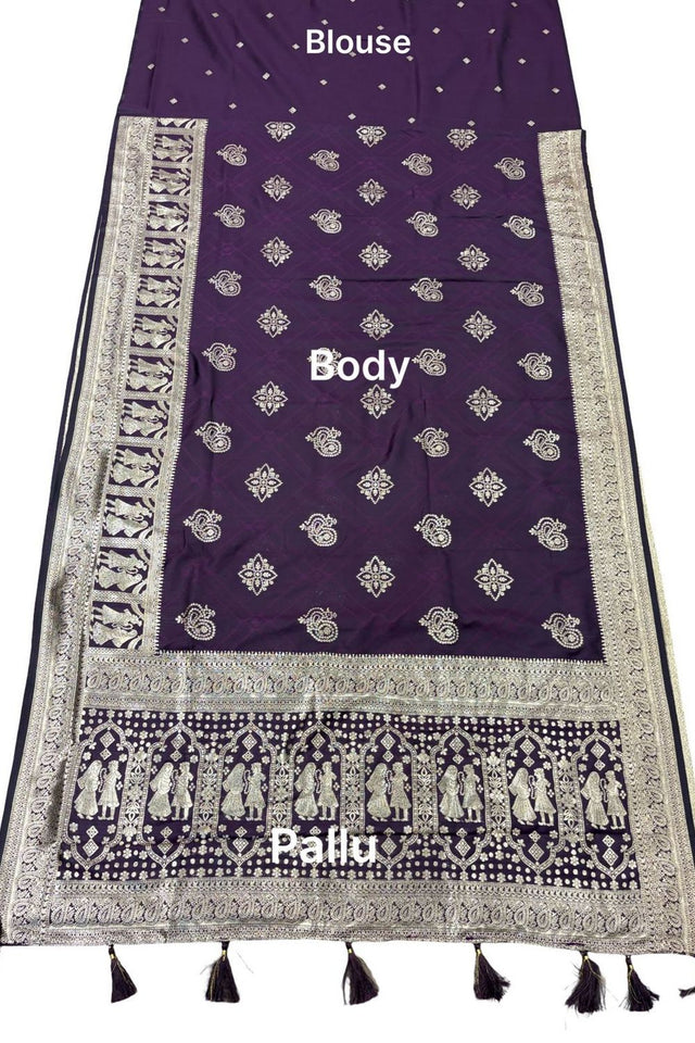 Violet Woven with Zari Work Silk Saree (ACA8707)