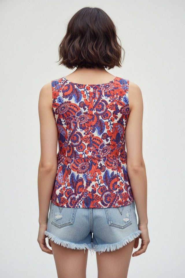 Rust Printed Crepe Top (ACA8721)