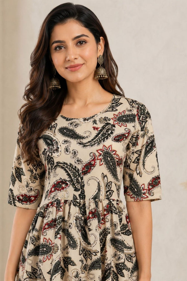 Black Printed Rayon Dresses (ACA8778)