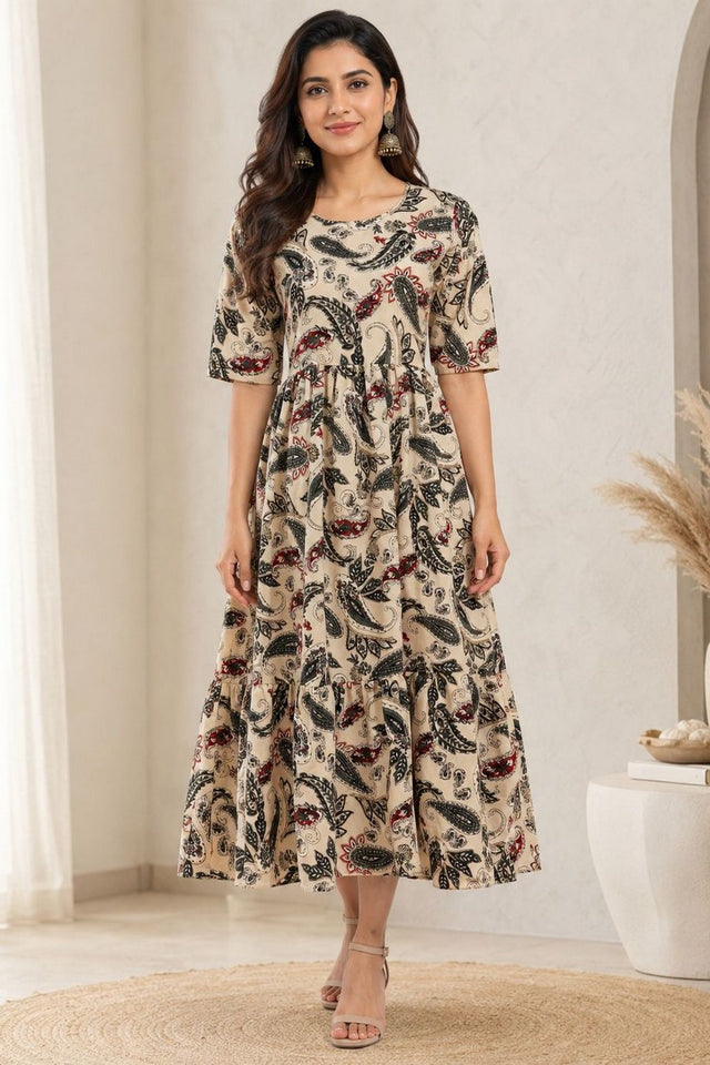 Black Printed Rayon Dresses (ACA8778)