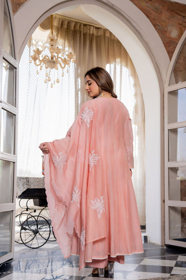 Pink Mirror Sequin Chanderi Anarkali Suit (ACA8802)