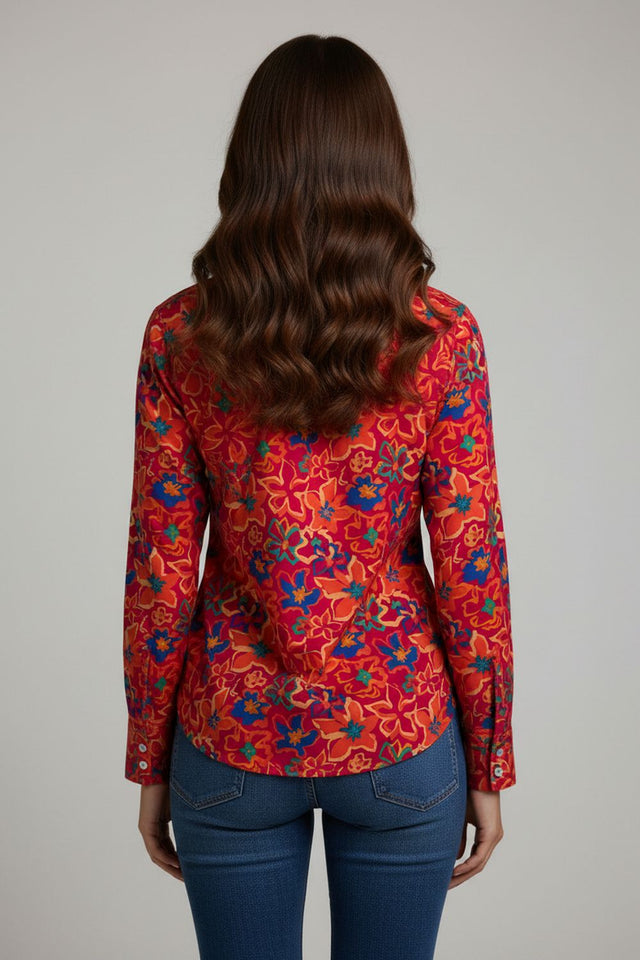 Multi Color Floral Printed Crepe Shirt (ACA8876)