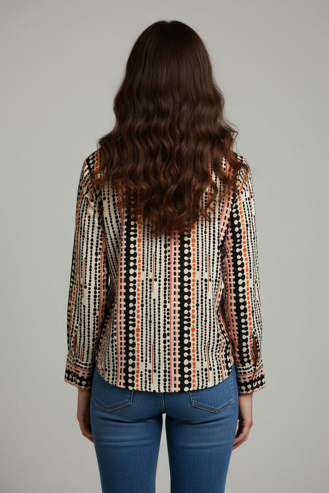 Black Printed Crepe Shirt (ACA8881)