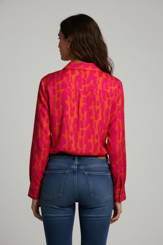 Pink Printed Crepe Shirt (ACA8883)