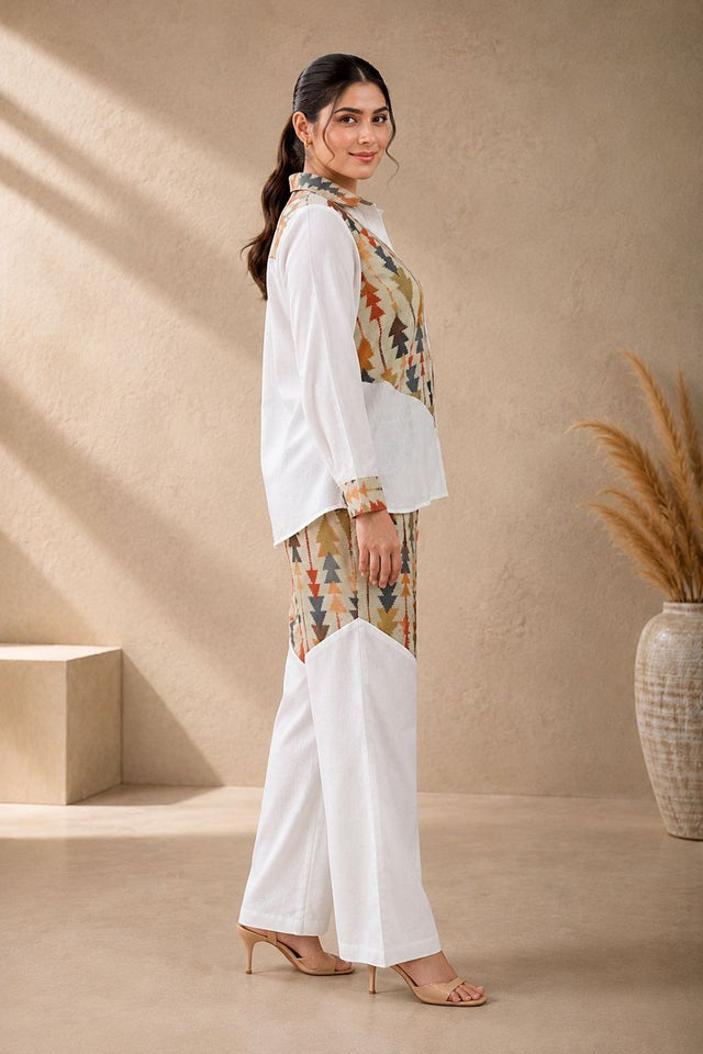Green Printed Linen Co-Ord Set (ACA8930)