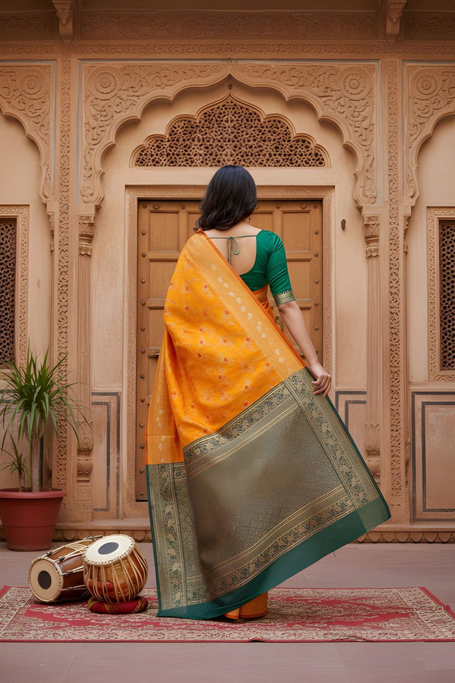 Yellow Woven Art Silk Saree (ACA8954)