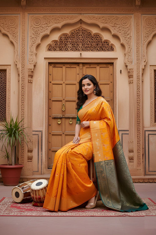 Yellow Woven Art Silk Saree (ACA8954)