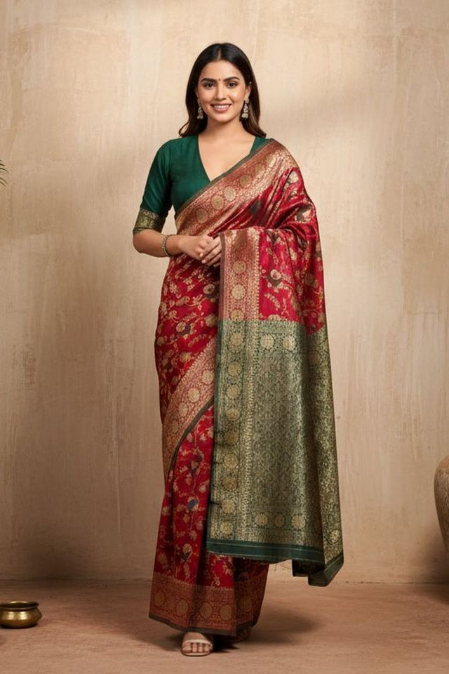 Maroon Woven Art Silk Saree (ACA8955)