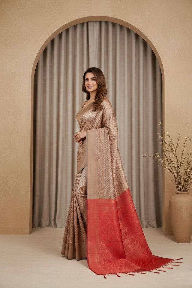 Copper Woven Art Silk Saree (ACA8964)