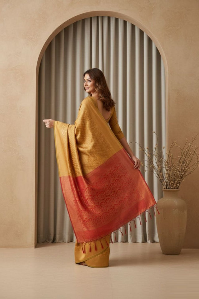 Yellow Woven Art Silk Saree (ACA8966)