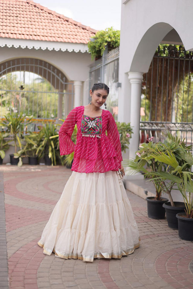 Off White Solid Cotton Lehenga (ACA9002)