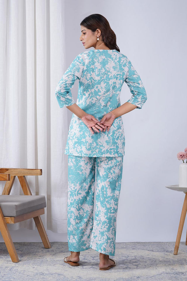 Blue Printed Rayon Co-Ord Set (ACA9075)