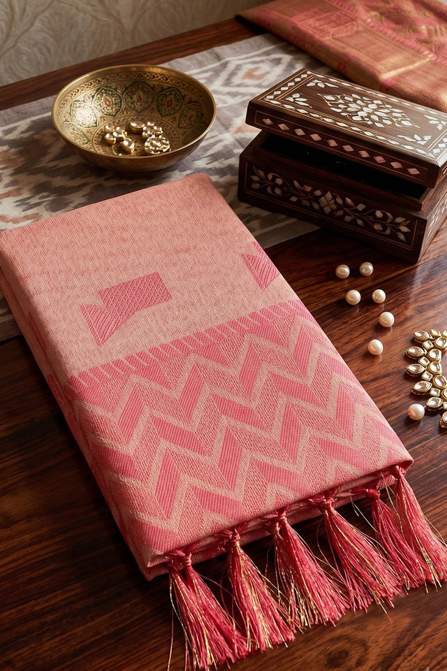 Peach Woven Linen Saree (ACA9086)